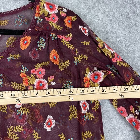 Anthropologie Feather Bone Giralda Top Womens Medium Floral Embroidered Fairy - Picture 10 of 16